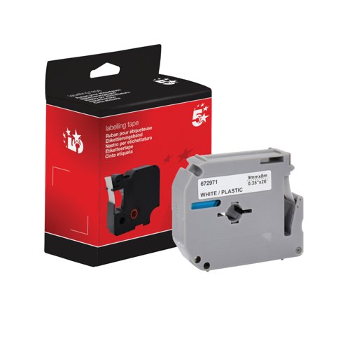 Five Star Non-OEM Replacement for Brother M-K221 Black on White 9mm x 8m FS672971