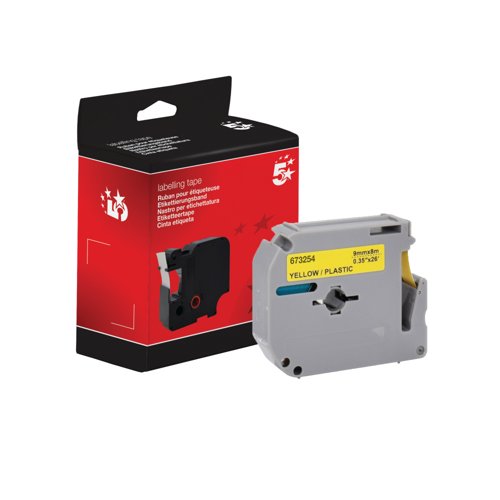 Five Star Non-OEM Replacement for Brother M-K621 Black on Yellow 9mm x 8m FS673254