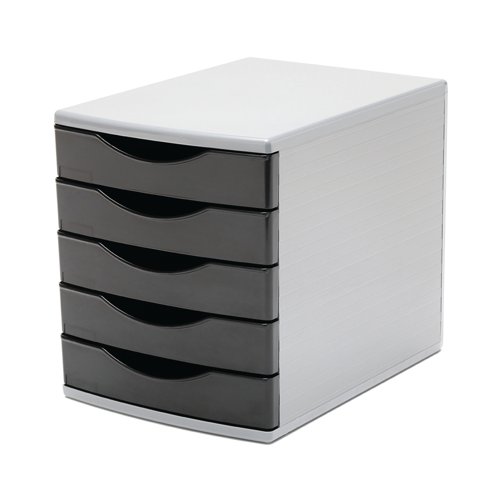 5 Star 5 Drawer Tower 300mm 5x60mm Black/Grey FS676765