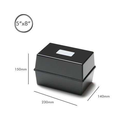5 Star Card Index Box 8x5 Inch Black FS676891