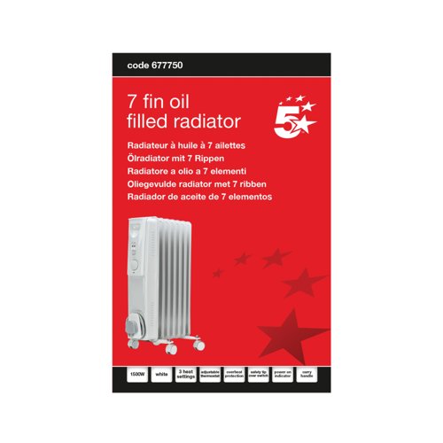 5 Star 7 Fin Oil Filled Radiator 1500W White FS677750