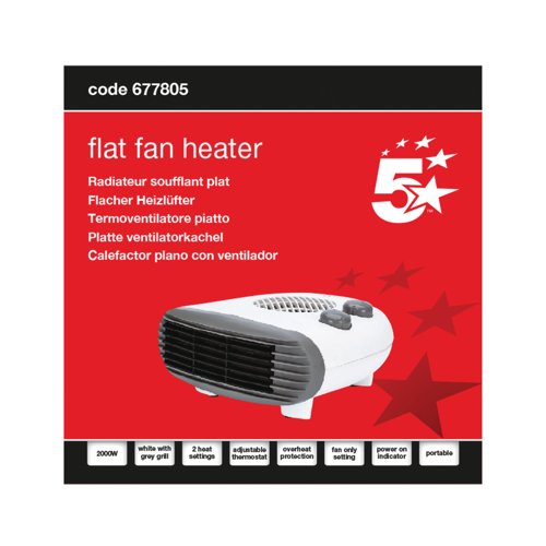 5 Star Flat Fan Heater 2000W White FS677805