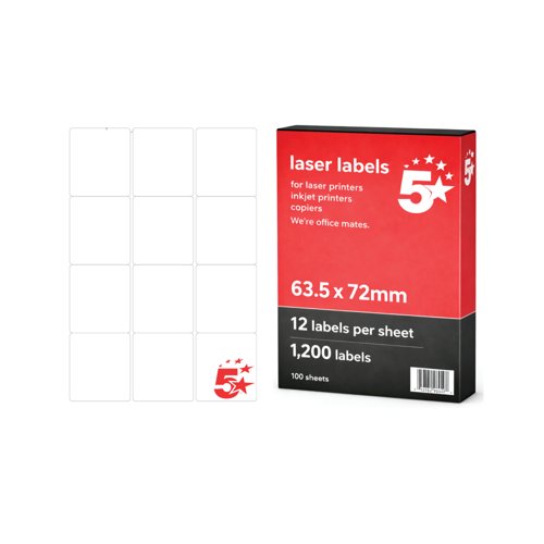 5 Star A4 Address and Parcel Labels 63.5x72mm Pack of 1200 FS679603
