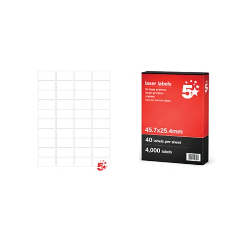 5 Star A4 Sheet Labels 45.7x25.4mm Pack of 4000 FS679681