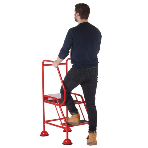 5 Star UK Domed Feet Anti-Slip 2 Tread Steps Red FS687659