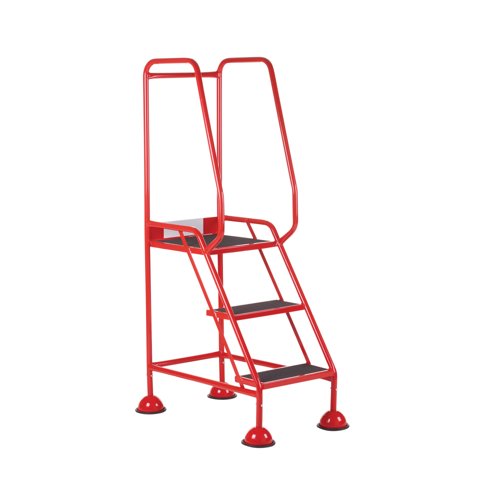 5 Star UK Domed Feet Anti-Slip 3 Tread Steps Red FS687661