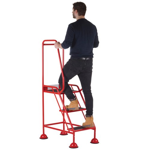 5 Star UK Domed Feet Anti-Slip 3 Tread Steps Red FS687661