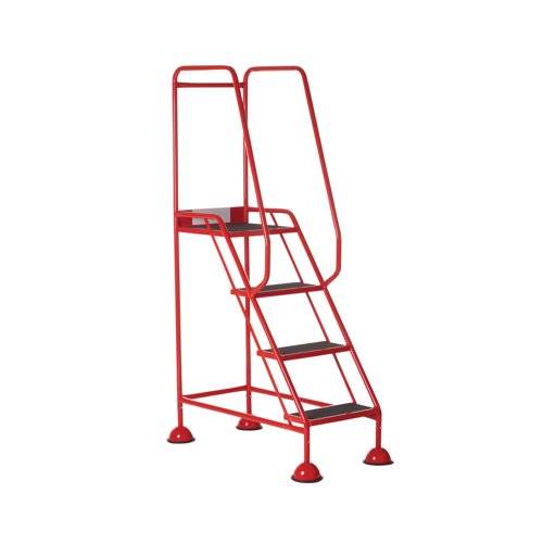 5 Star UK Domed Feet Anti-Slip 4 Tread Steps Red FS687662