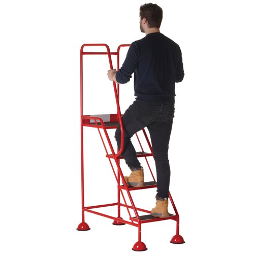 5 Star UK Domed Feet Anti-Slip 4 Tread Steps Red FS687662