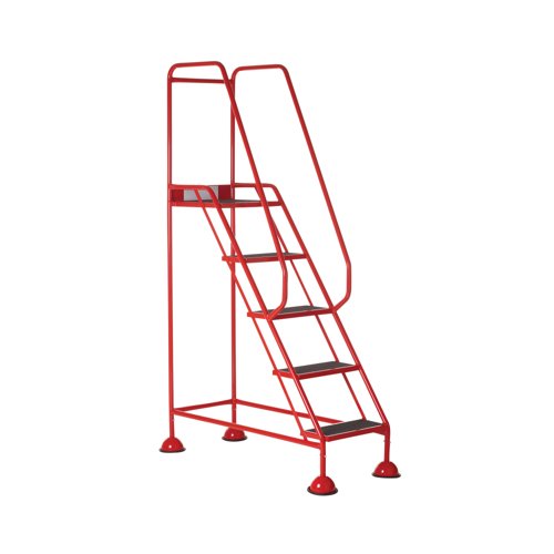 5 Star UK Domed Feet Anti-Slip 5 Tread Steps Red FS687669