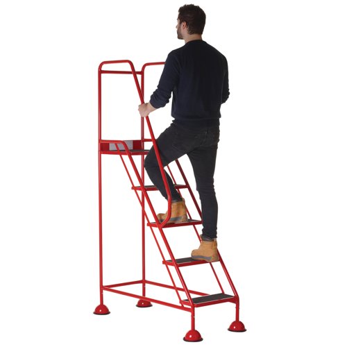 5 Star UK Domed Feet Anti-Slip 5 Tread Steps Red FS687669