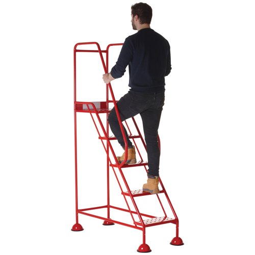 5 Star UK Domed Feet Punched 5 Tread Steps Red FS687688
