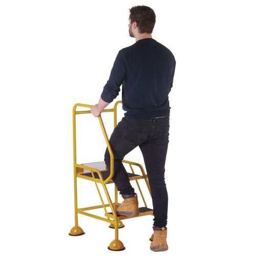 5 Star UK Domed Feet Anti-Slip 2 Tread Steps Yellow FS687696