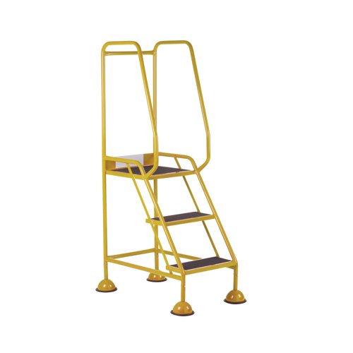 5 Star UK Domed Feet Anti-Slip 3 Tread Steps Yellow FS687699