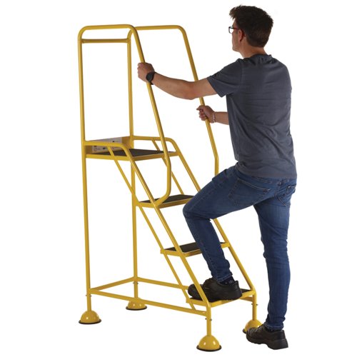 5 Star UK Domed Feet Anti-Slip 4 Tread Steps Yellow FS687703