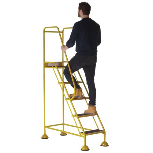 5 Star UK Domed Feet Anti-Slip 5 Tread Steps Yellow FS687717