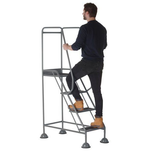 5 Star UK Domed Feet Anti-Slip 4 Tread Steps Grey FS687753