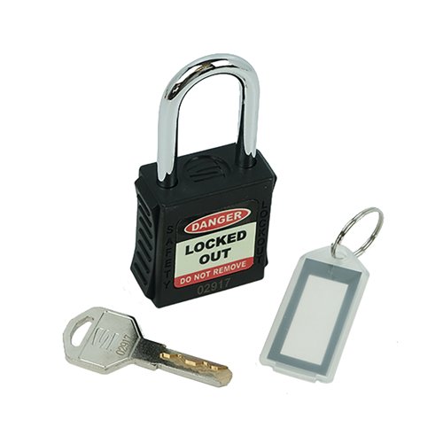 5 Star Standard Shackle Safety Lockout Padlock Black FS712547
