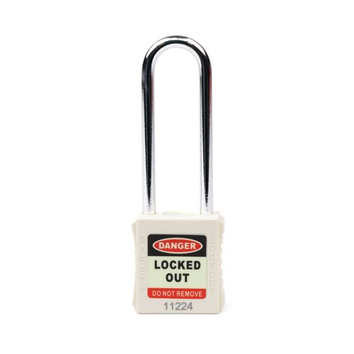 5 Star Long Shackle Safety Lockout Padlock White FS712557