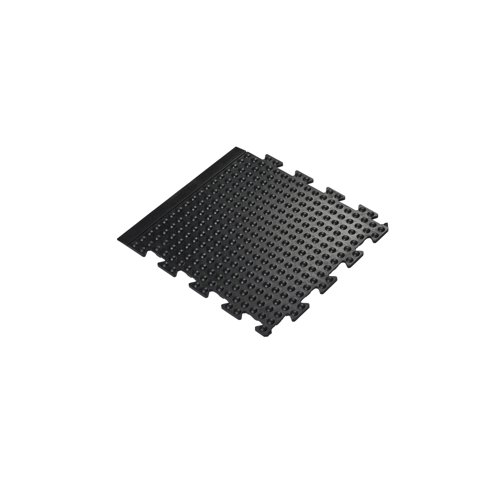 5 Star Anti-Fatigue Bubble Interlock Mat End 0.5x0.5m Black FS712725