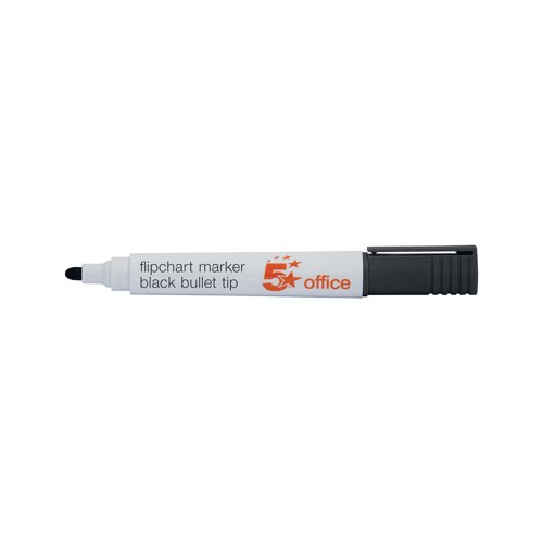 5 Star Office Flipchart Marker Bullet Tip Water-based 2mm Line Black (Pack of 12)