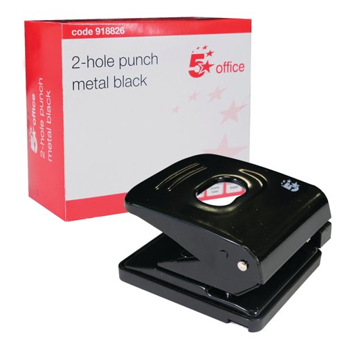 FS918826 5 Star 2 Hole Punch Metal with Plastic Base Capacity 30 Sheets Black 918826