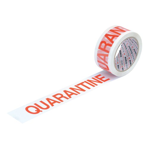 5 Star Office Printed Tape Quarantine Polypropylene 48mmx66m Red Text on White (Pack of 6)