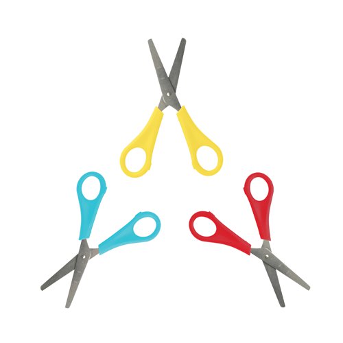 5 Star Office School Scissors Plastic Handles Stainless Steel Blades 130mm Assorted (Pack of 30)