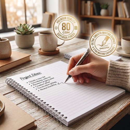 FS930264 5 Star Wirebound Notebook Ruled 80gsm 140 Page A4 Black (Pack of 5) 930264