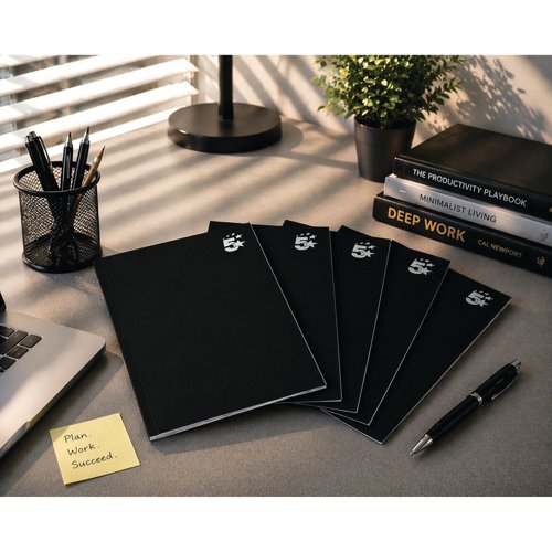 FS930299 5 Star Casebound Notebook 80gsm Ruled 160 Pages A5 Black (Pack of 5) 930299