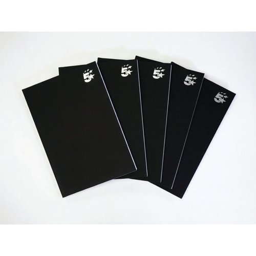 FS930299 5 Star Casebound Notebook 80gsm Ruled 160 Pages A5 Black (Pack of 5) 930299