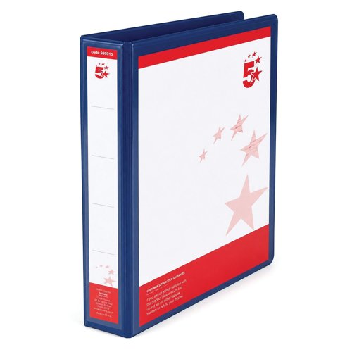 FS933015 5 Star 4D-Ring Presentation Ring Binder A4 Polypropylene 25mm Blue (Pack of 10) 933015