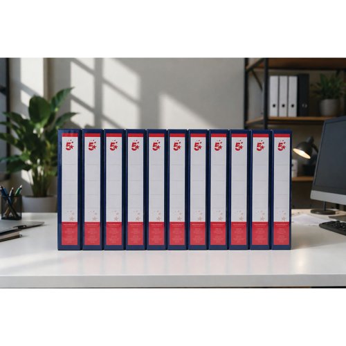 FS933015 5 Star 4D-Ring Presentation Ring Binder A4 Polypropylene 25mm Blue (Pack of 10) 933015