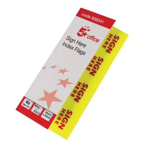 FS938241 5 Star Sign Here Index Flags 25x45mm 40x4 160 Flags 938241