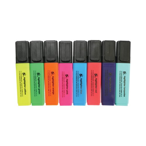5 Star Highlighter Chisel Tip 1-5mm Line Assorted (Pack of 8) 938627