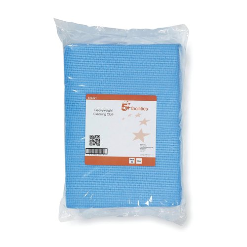 5 Star Heavy Duty Anti-microbial Cleaning Cloth 76gsm 500x300mm Blue (Pack of 25) 939321