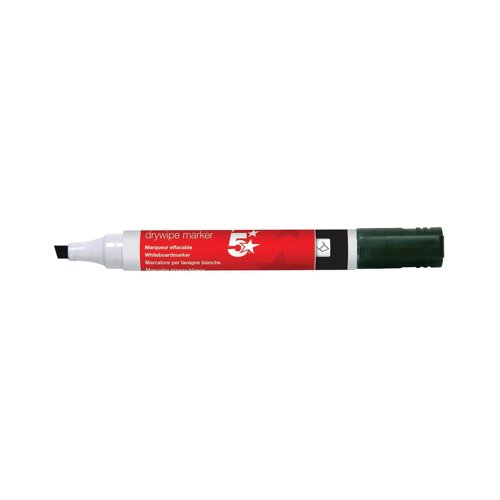 5 Star Office Drywipe Marker Xylene/Toluene-free Chisel Tip 2-5mm Line Black (Pack of 12)