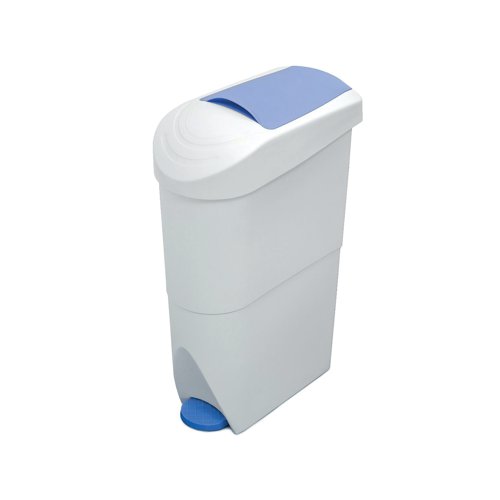 Sanitay Bin Pedal Operated 20 Litre White/Blue WR-FQ-1003 | Prestige Washrooms