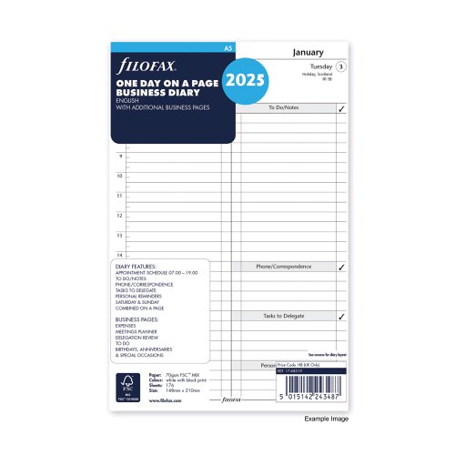 Filofax Refill Day Per Page A5 2025 FX1076725