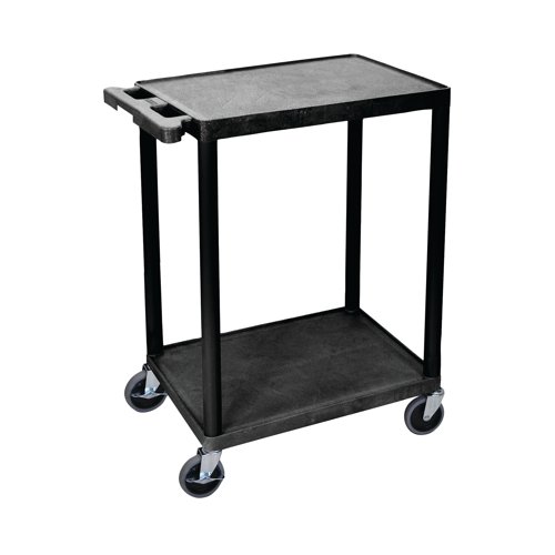 Multipurpose 2 Shelf Trolley Moulded Polyethylene 150kg Capacity Black GI241L