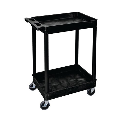 Multipurpose 2 70mm Deep Tray Trolley 150kg Capacity Black GI927L