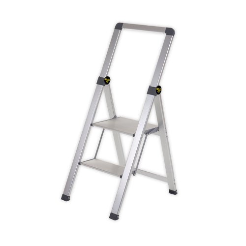 Climb-It 2 Tread Slim Step Ladder with Handrail 475x55x1160mm Aluminium FS192Z