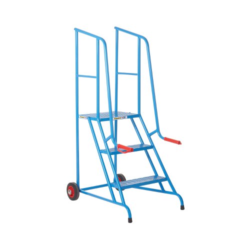 Climb-It Loading Step 3 Tread Open Back Powder Coated Blue SLS03P