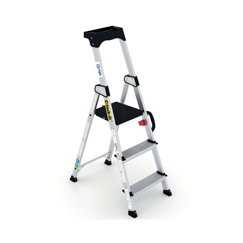 Climb It Professional 3 Tread Step Ladder With Carry Handle Aluminium Cah103