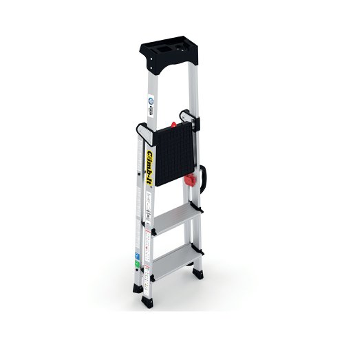 Climb-It Professional 3 Tread Step Ladder with Carry Handle Aluminium CAH103 Ladders, Stepladders & Platform Steps GA79983