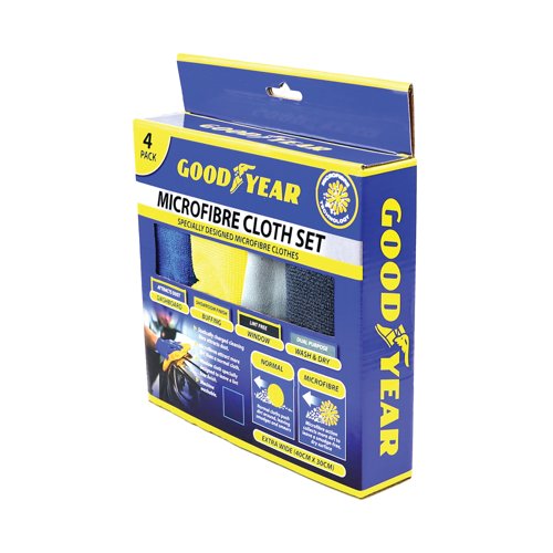 Goodyear Vehicle Clean Microfibre Cloth Set Assorted Pack of 4 904005