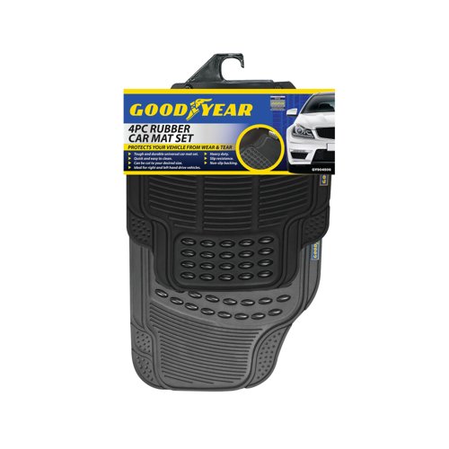 Goodyear 4 Piece Rubber Car Mat Set Black 904506