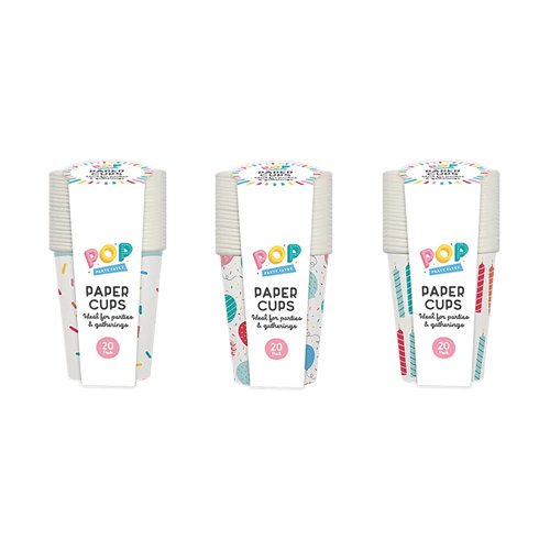 Party Printed Paper Cups 275ml x20 Pack of 18 PAR11518OB