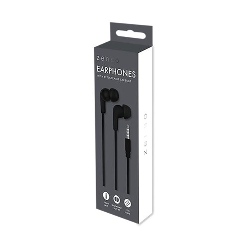 Earphones with Jack Port White/Black Pack of 24 ELE12588