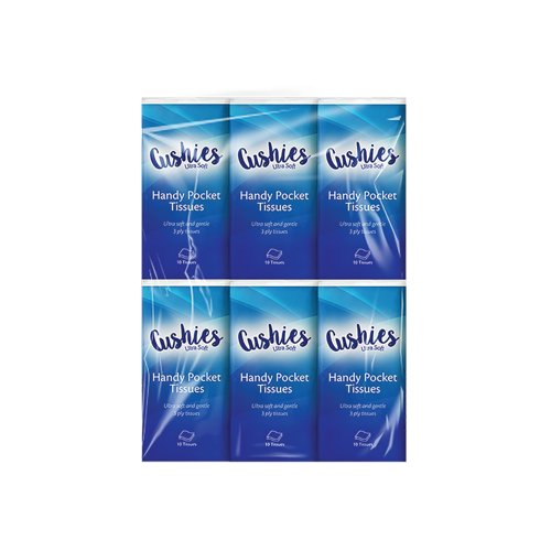 Cushies Ultra Soft Pocket Tissues x6 Pack of 24 HOM6405